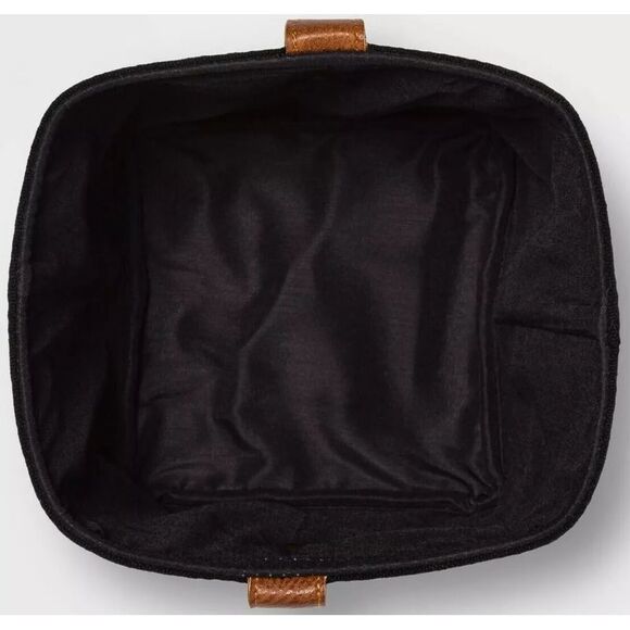 Square Canvas Storage Basket in Black/Red Buffalo Check, 6" H x 8" W - Picture 3 of 3